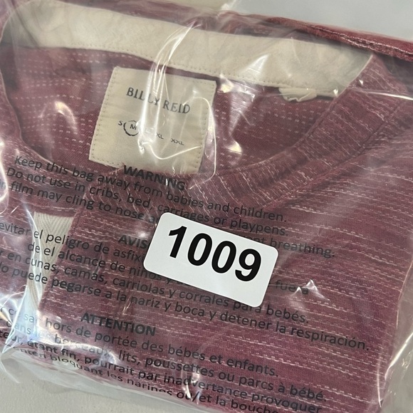 Billy Reid Medium Heather Red Mock Collar Henley Long Sleeve Button Shirt - Picture 10 of 12